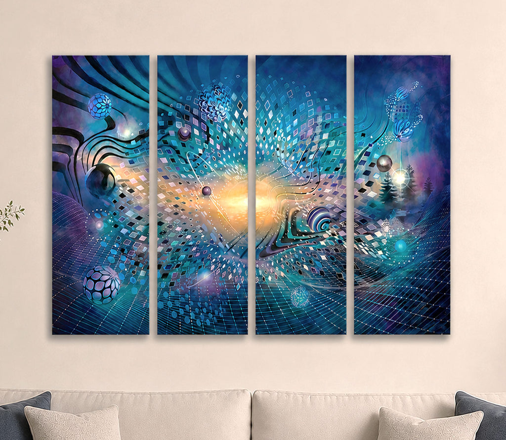 One Million Light Reflections Quadriptych Canvas