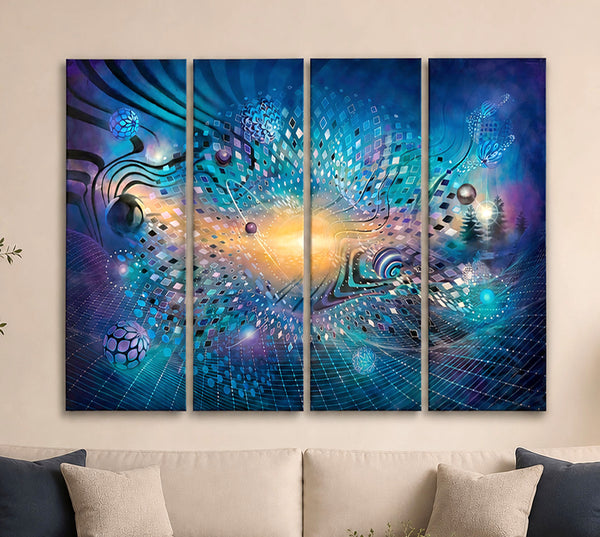 One Million Light Reflections Quadriptych Canvas